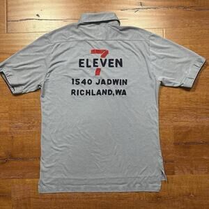 Vintage 60s 70s The Langle 711 Polo Shirt Men M Gray Knit Employee Bowl VTG Rare